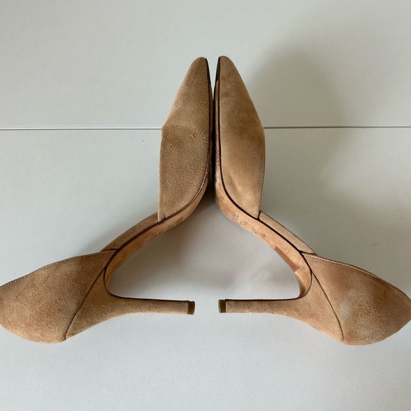 Vince Celeste Suede D’Orsay Pointed Toe Cream Neutral Beige 3.5” Pump Size 8.5 8 - Picture 4 of 8